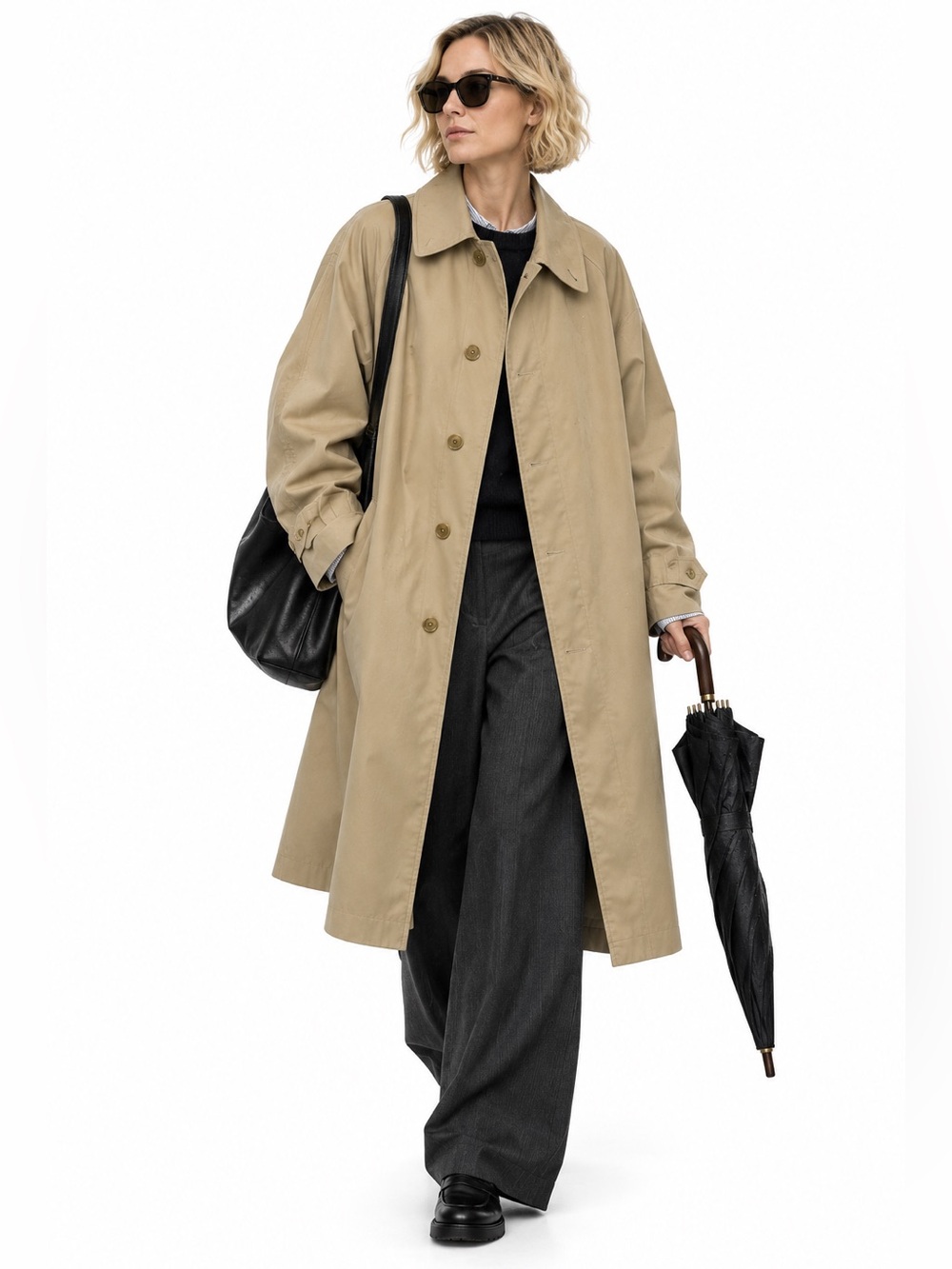 Burberry Vintage 90s Car Coat w/Detach 100% Wool Liner Trench Unisex - 38S